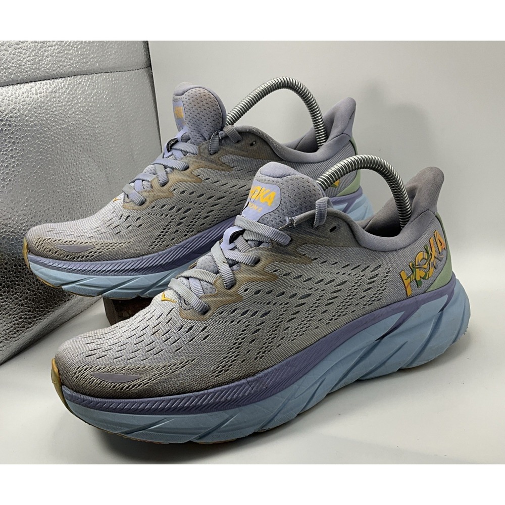 Hoka Clifton 8 Women's Running Shoes Size 8B Baby Lavender/Smoke Green - Picture 2 of 16